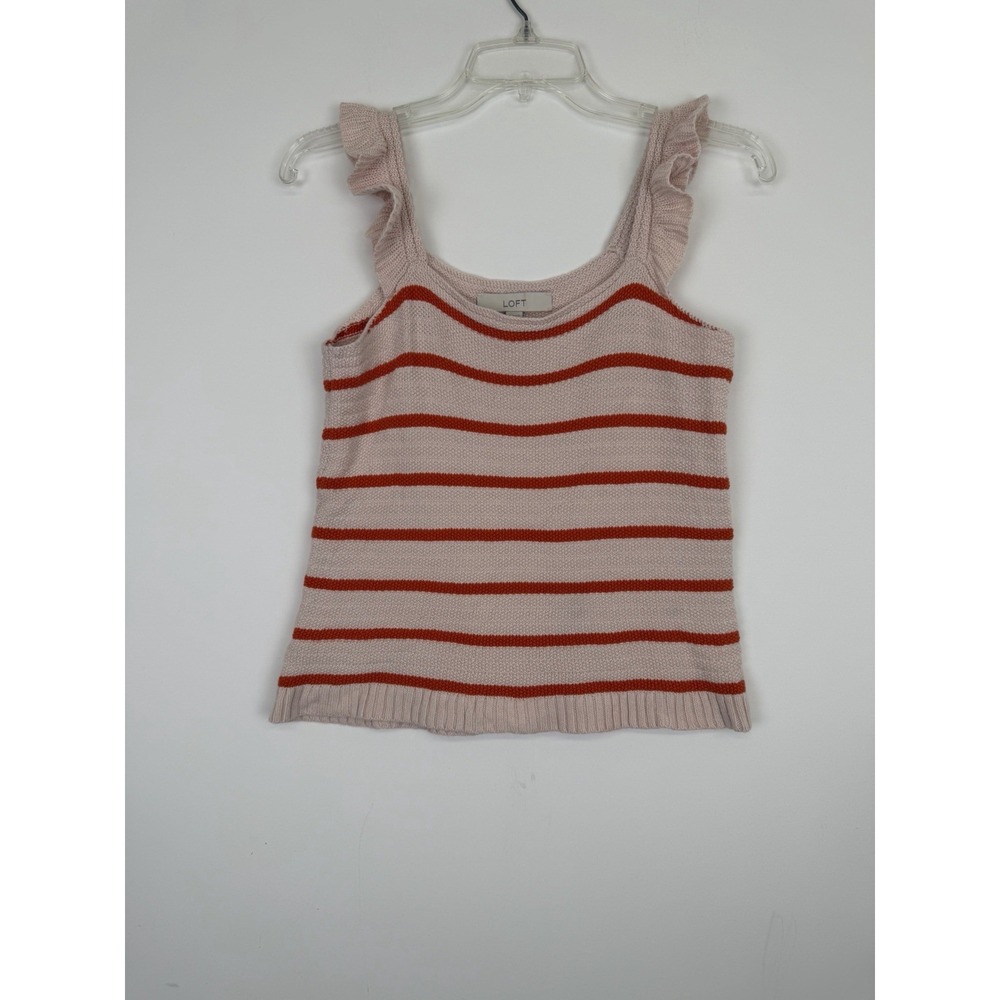 LOFT Pink and Orange Striped Knit Sleeveless top, size‎ Small Woman's